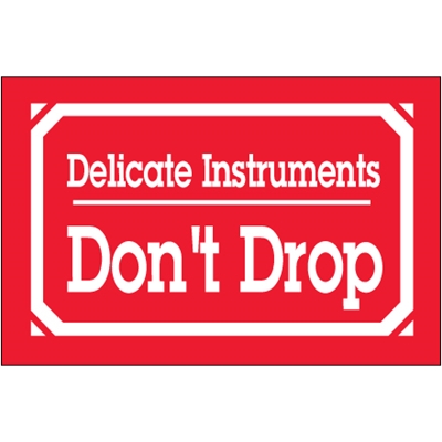 3 x 5" - "Delicate Instruments - Don't Drop" Labels - 500/Roll