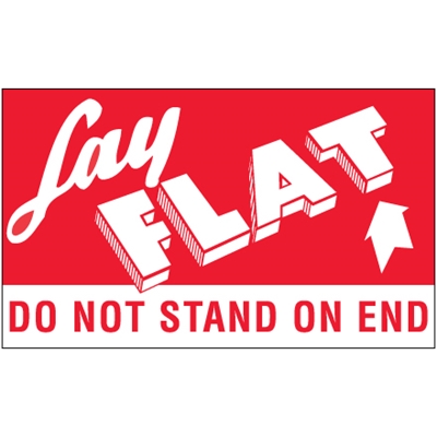 3 x 5" - "Lay Flat - Do Not Stand On End" Labels - 500/Roll