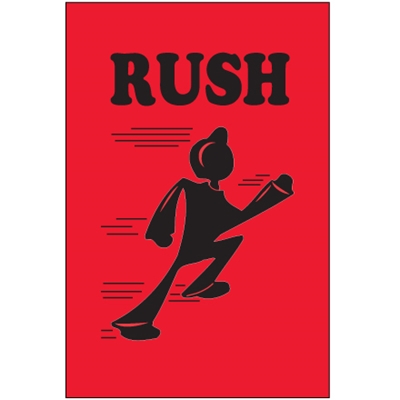 4 x 6" - "Rush" (Fluorescent Red) Labels - 500/Roll