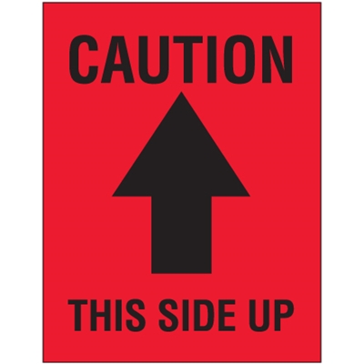 3 x 4" - "Caution - This Side Up" Arrow Labels - 500/Roll