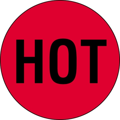 2" Circle - "Hot" (Fluorescent Red) Labels - 500/Roll