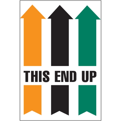 4 x 6" - "This End Up" Arrow Labels - 500/Roll