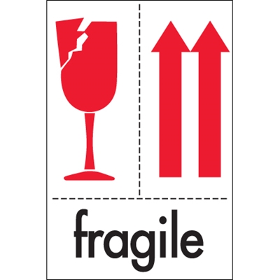 4 x 6" - "Fragile" Labels - 500/Roll