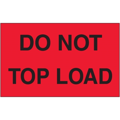 3 x 5" - "Do Not Top Load" (Fluorescent Red) Labels - 500/Roll