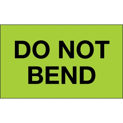 3 x 5" - "Do Not Bend" (Fluorescent Green) Labels - 500/Roll