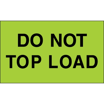 3 x 5" - "Do Not Top Load" (Fluorescent Green) Labels - 500/Roll