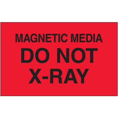 3 x 5" - "Magnetic Media Do Not X-Ray" (Fluorescent Red) Labels - 500/Roll