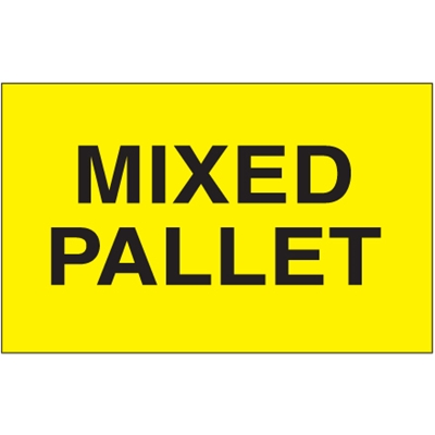 3 x 5" - "Mixed Pallet" (Fluorescent Yellow) Labels - 500/Roll