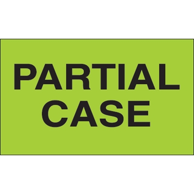 3 x 5" - "Partial Case" (Fluorescent Green) Labels - 500/Roll