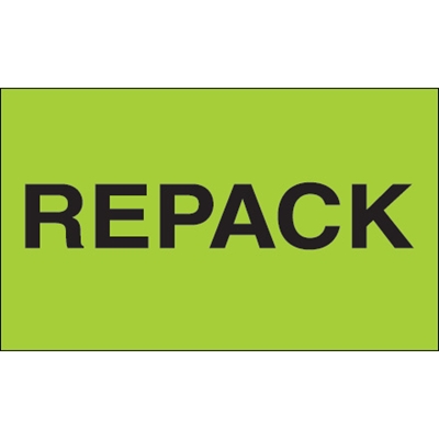 3 x 5" - "Repack" (Fluorescent Green) Labels - 500/Roll