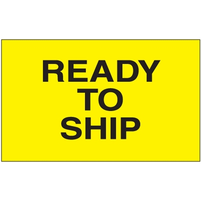 3 x 5" - "Ready to Ship" (Fluorescent Yellow) Labels - 500/Roll