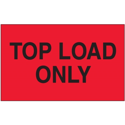 3 x 5" - "Top Load Only" (Fluorescent Red) Labels - 500/Roll