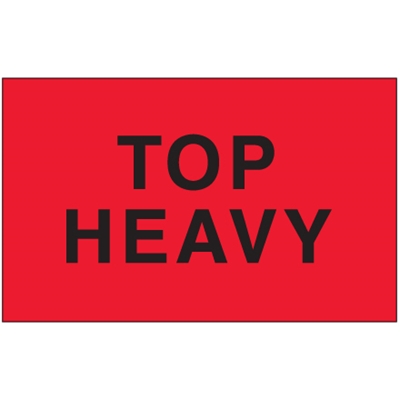 3 x 5" - "Top Heavy" (Fluorescent Red) Labels - 500/Roll