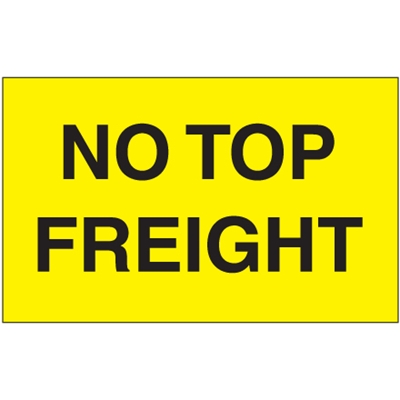 3 x 5" - "No Top Freight" (Fluorescent Yellow) Labels - 500/Roll