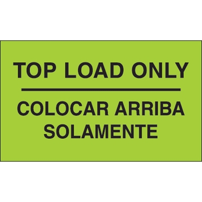 3 x 5" - "Colocar Arriba Solamente" (Fluorescent Green) Bilingual Labels - 500/Roll