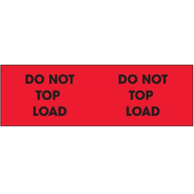 3 x 10" - "Do Not Top Load" (Fluorescent Red) Labels - 500/Roll