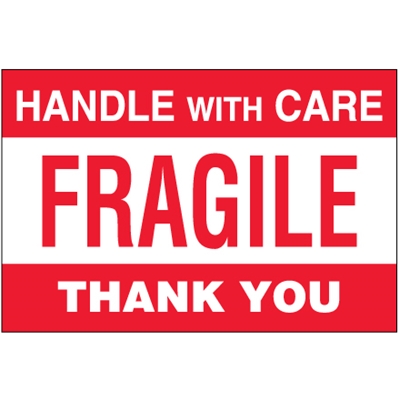 4 x 6" - "Fragile - Handle With Care" Labels - 500/Roll