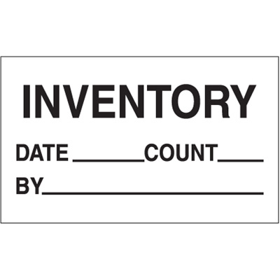 3 x 5" - "Inventory - Date - Count - By" Labels - 500/Roll