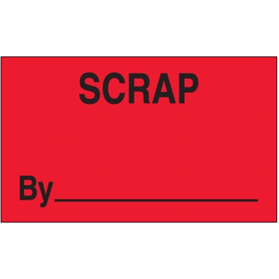 3 x 5" - "Scrap By" (Fluorescent Red) Labels - 500/Roll