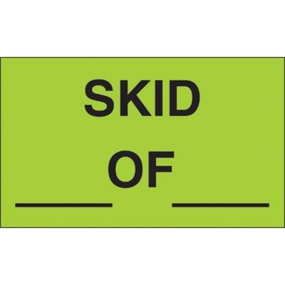 3 x 5" - " Skid __ of __" (Fluorescent Green) Labels - 500/Roll