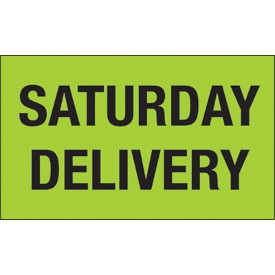 3 x 5" - "Saturday Delivery" (Fluorescent Green) Labels - 500/Roll