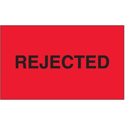 3 x 5" - "Rejected" (Fluorescent Red) Labels - 500/Roll