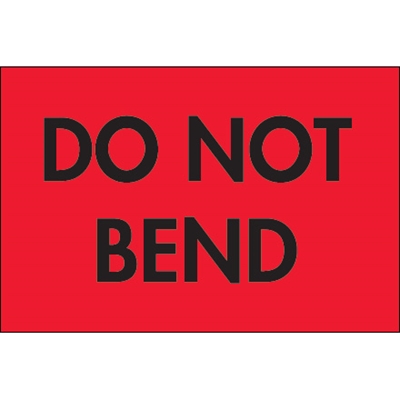 2 x 3" - "Do Not Bend" (Fluorescent Red) Labels - 500/Roll