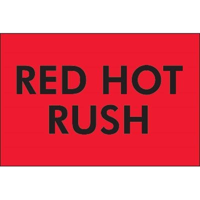 2 x 3" - "Red Hot Rush" (Fluorescent Red) Labels - 500/Roll