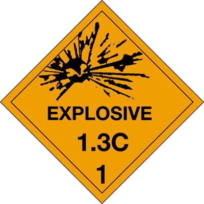 4 x 4" - "Explosive - 1.3C - 1" Labels - 500/Roll