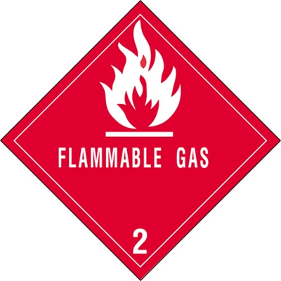 4 x 4" - "Flammable Gas - 2" Labels - 500/Roll