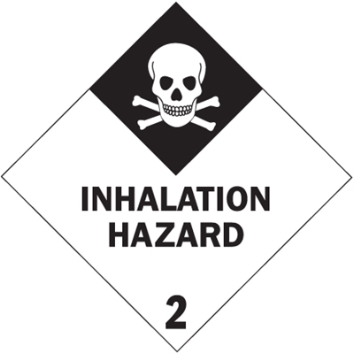 4 x 4" - "Inhalation Hazard - 2" Labels - 500/Roll