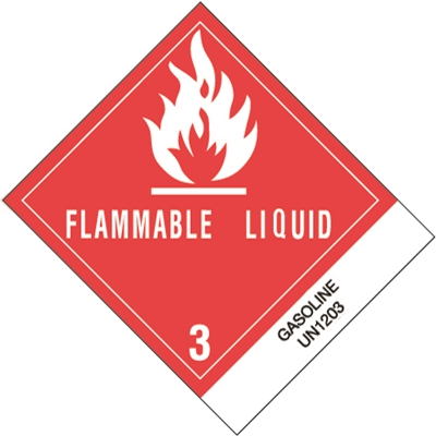 4 x 4 3/4" - "Gasoline" Labels - 500/Roll