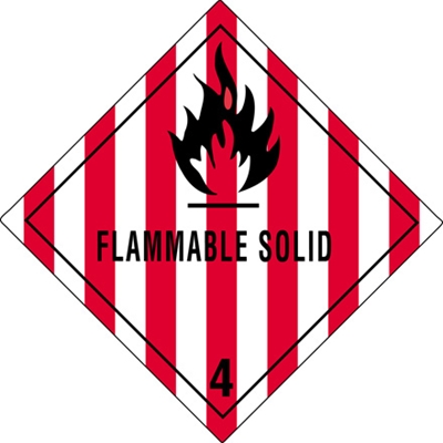 4 x 4" - "Flammable Solid - 4" Labels - 500/Roll