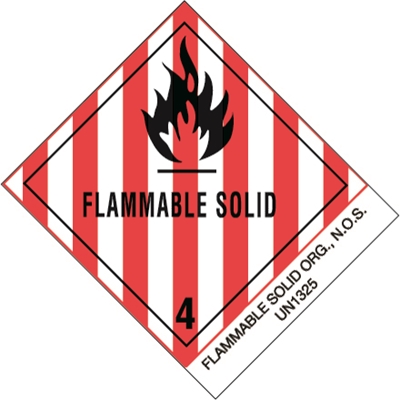 4 x 4 3/4" - "Flammable Solids, N.O.S." Labels - 500/Roll