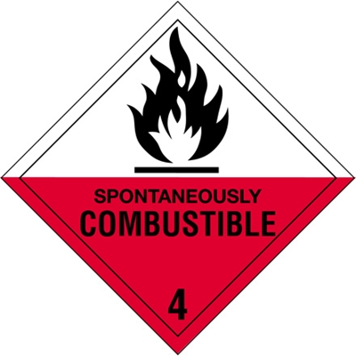 4 x 4" - "Spontaneously Combustible - 4" Labels - 500/Roll