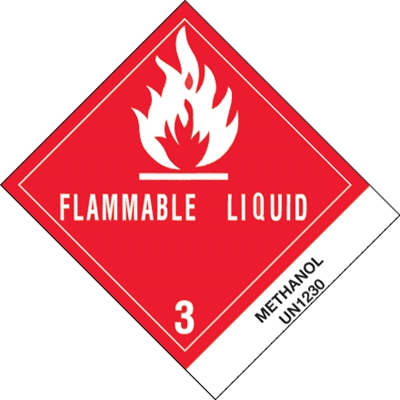 4 x 4 3/4" - "Methanol" Labels - 500/Roll