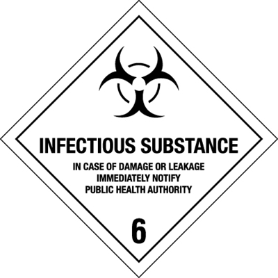 4 x 4" - "Infectious Substance - 6" Labels - 500/Roll