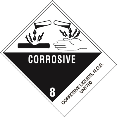 4 x 4 3/4" - "Corrosive Liquids, N.O.S." Labels - 500/Roll