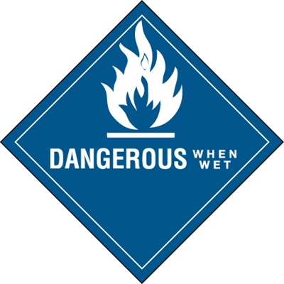 4 x 4" - "Dangerous When Wet" Labels - 500/Roll