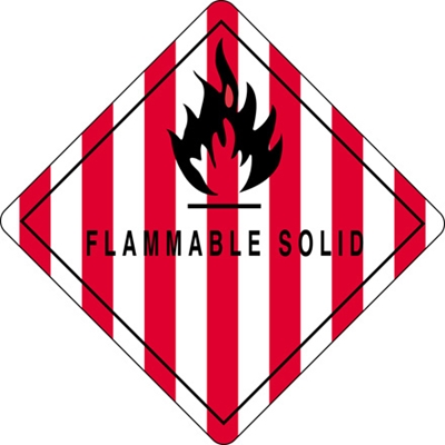 4 x 4" - "Flammable Solid" Labels - 500/Roll