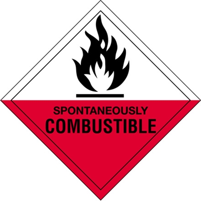 4 x 4" - "Spontaneously Combustible" Labels - 500/Roll