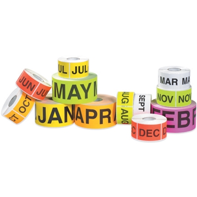 2 x 3" - "JAN" (Fluorescent Yellow) Months of the Year Labels - 500/Roll