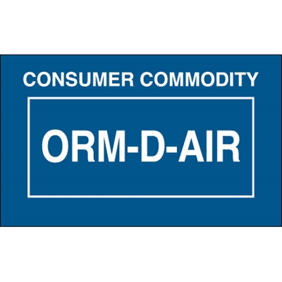 1 3/8 x 2 1/4" - "Consumer Commodity ORM-D-AIR" Labels - 500/Roll