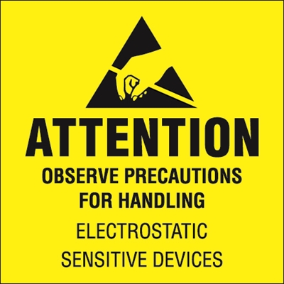 4 x 4" - "Attention - Observe Precautions" Labels - 500/Roll