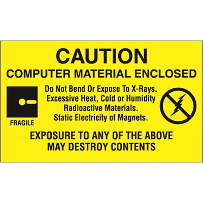 3 x 5" - "Computer Material Enclosed" Labels - 500/Roll