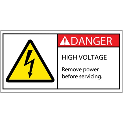 2 x 4" - Danger High Voltage Durable Safety Label - 25/Roll