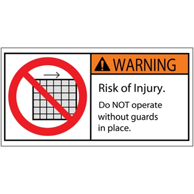 2 x 4" - Warning Do Not Remove Guard Durable Safety Label - 25/Roll