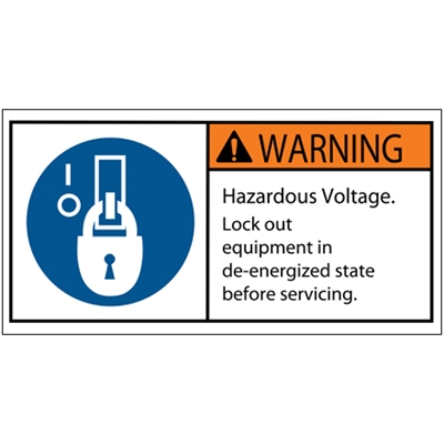 2 x 4" - Warning Hazardous Voltage Durable Safety Label - 25/Roll