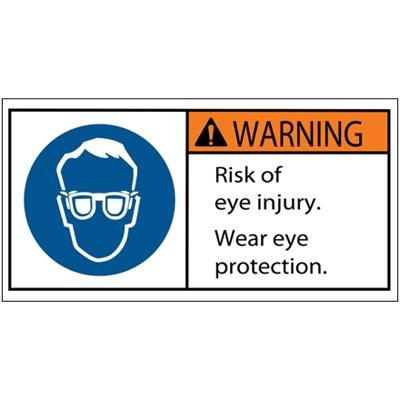 2 x 4" - Risk of Eye Injury Durable Safety Label - 25/Roll