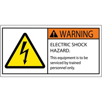 2 x 4" - Warning Electric Shock Hazard Durable Safety Label - 25/Roll